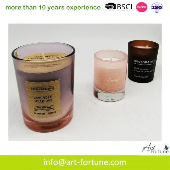 Fragrance Scented Ombre Glass Candle with Color Label for Home Decor