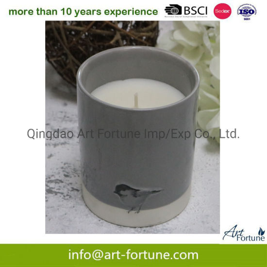 Scent Ceramic Candle with Decal Paper and Color for Home Decor
