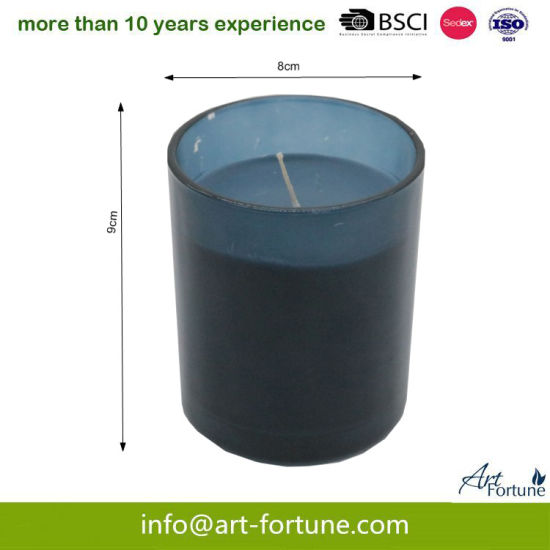 200g Glass Scented Navy Blue Candle with Solid Spray for Home Decor
