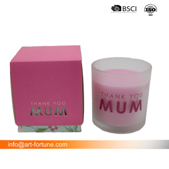 Mother Day Glass Scented Candle in Frosted and Silkscreened Jar with Gift Box