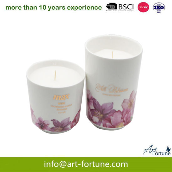 Shaped Ceramic Scent Candle with Decal Paper for Home Decor