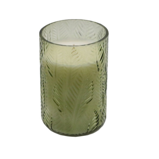 Paraffin Wax Cancle Filled in Sprayed Glass Jar with Pattern for Home Decor