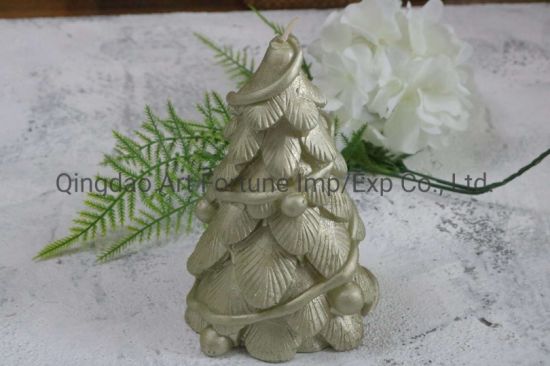 Hand Made Tree Shape Candle with Color Coating for Christmas