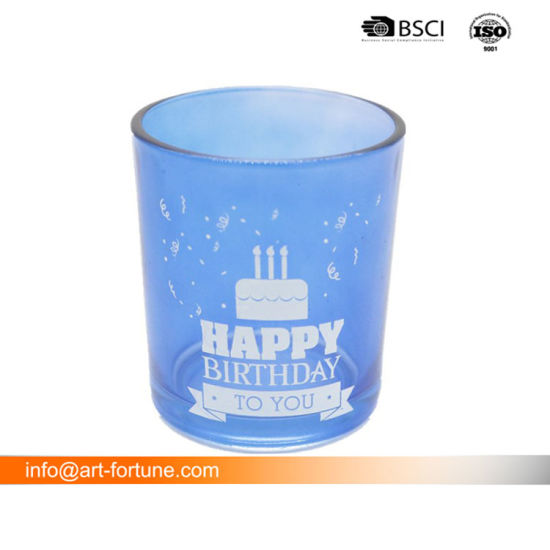 Electroplate and Laser Engrave Glass Tealight Candle Holder with Spray Inside in Pet Box