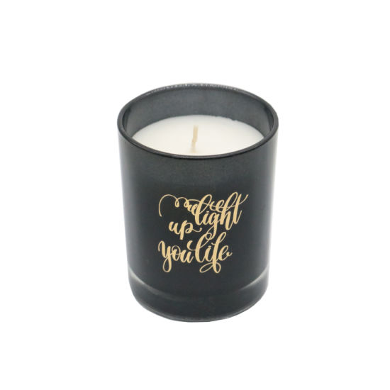 Scented Glass Candle with Frosted Sprayed and Decal Paper