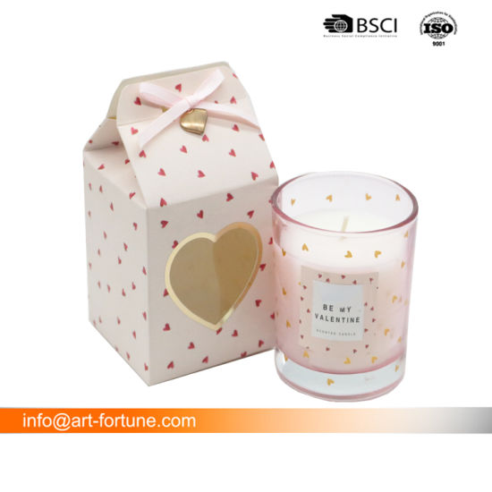 4.5oz ODM Heart Shape Pink Soy Jar Candle for Valentine′s Day