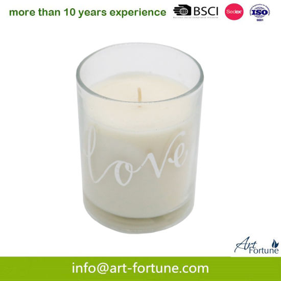 Scent Glass Jar Candle with Decal Paper for Valentine`S Day