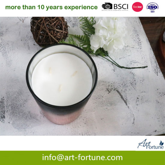 Home Decoration Scented Glass Candle with Outer Electroplated and Outer Top Sprayed