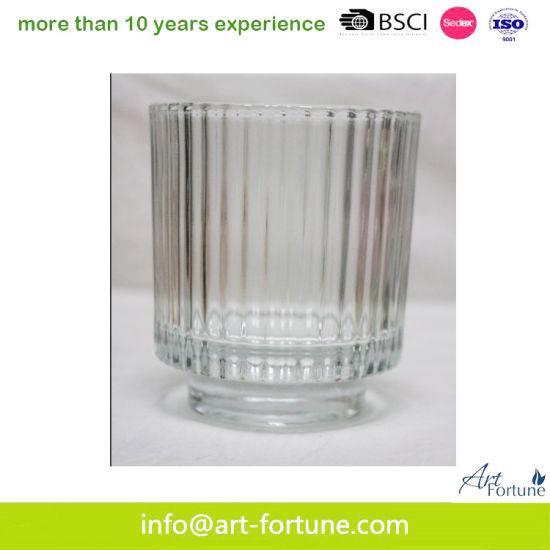 Clear Cut Glass Candle Container for Home Decor