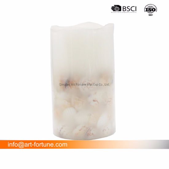 Flameless Real Wax LED Candle with Shell Inside for Home Decor