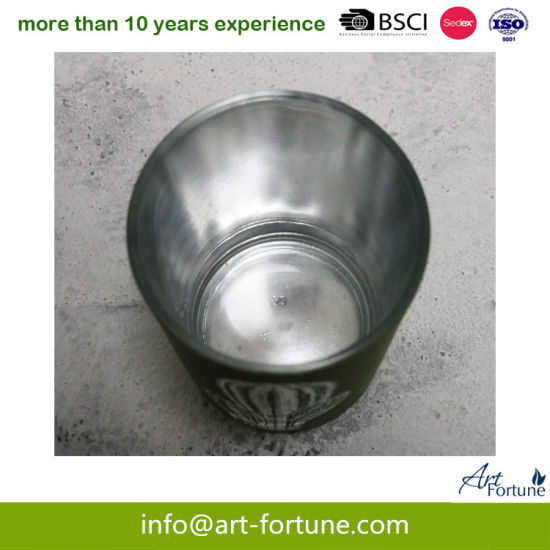 Outer Sprayed and Electroplated Glass Candle Holder for Home Decoration