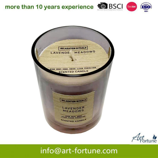 180g Hot Sale Frosted Fragrance Scented Glass Jar Candle with Lavender Meadows