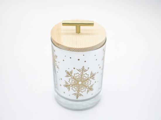 Scented Glass Jar Candle with Electroplate and Wooden Lid
