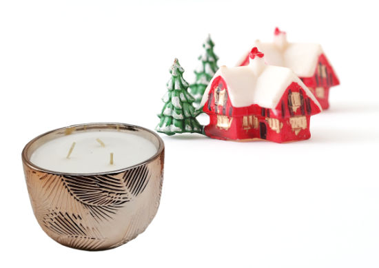Electroplated Rose Gold with Nordic Leaf Ceramic Holder Scented Candle