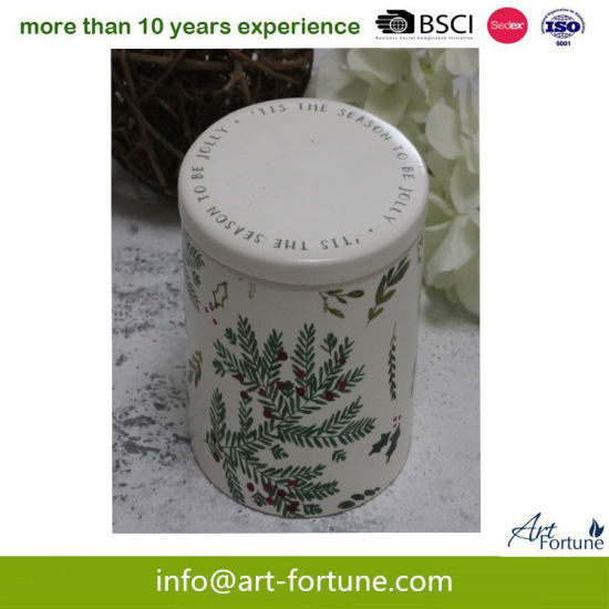 Color Sprayed Ceramic Candle with Wooden Lid for Festival