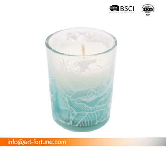 Hot Sale Glass Scented Round Jar Candle with Color Label for Home Decor