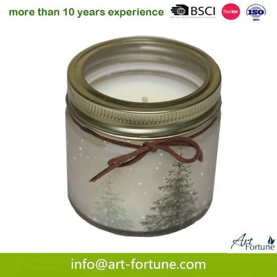 Pine Scent Glass Jar Candle for Christmas Festival