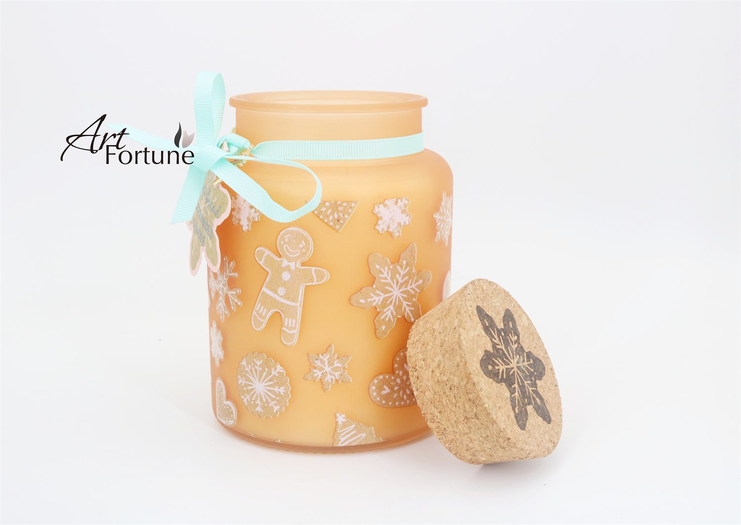 New christmas Festival Printed Glass Jar Scented Candle with Hot Stamping Pattern