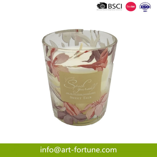 Wholesale Decorative Custom Personalized Packing Flower Glass Candles Scented Luxury for Home Decoration