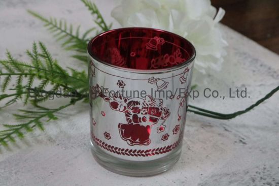 7*8 Cm Glass Candle Holder with Electroplate and Laser Cut for Home Decor