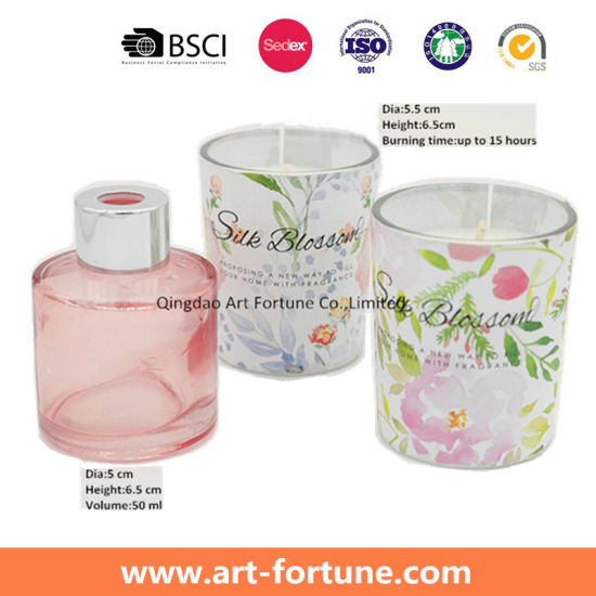 7.5*13 Cm Glass Jar Candle with Lid and Color Label for Home Decor