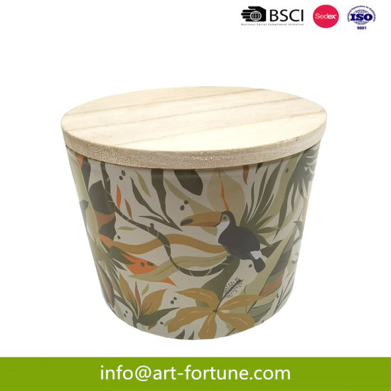 Glass Scented Candle with Wooden Lid