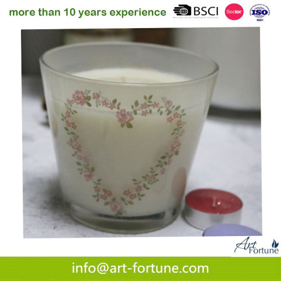 Scent Glass Candle with Decal Paper Inside for Home Decor